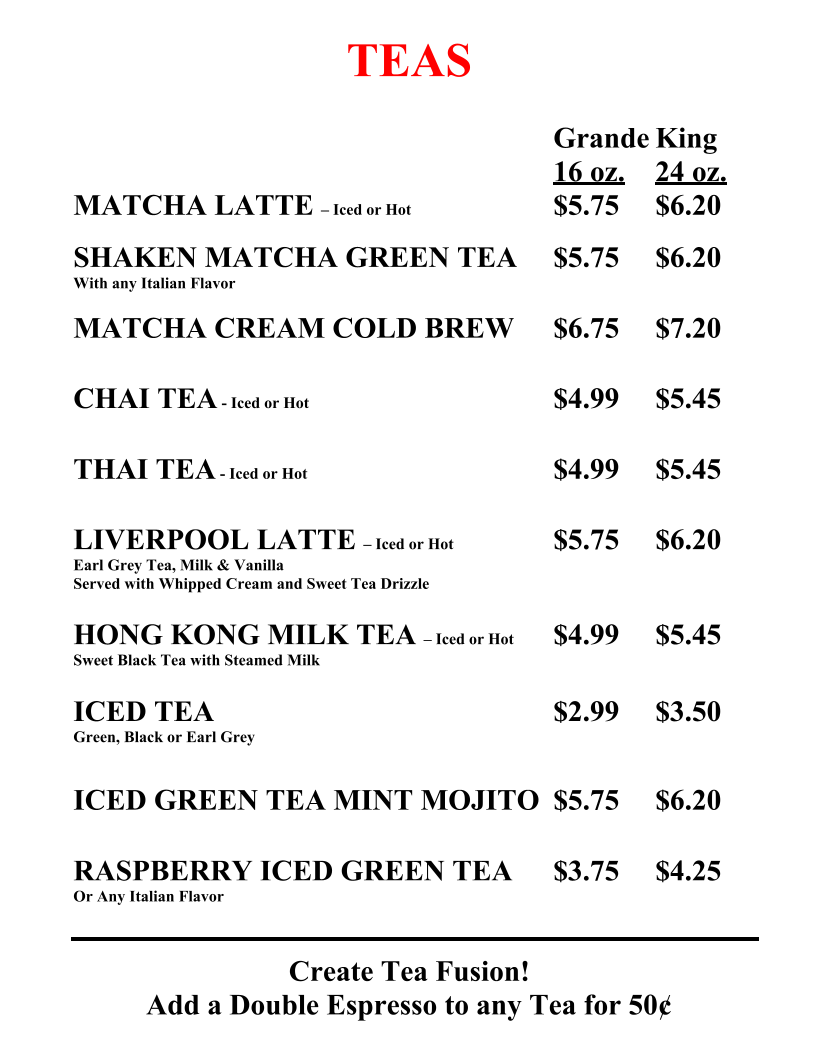 Cup A Joe Menu - Image 2